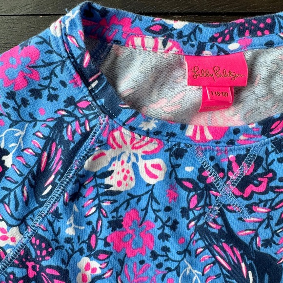 Lilly Pulitzer Girls Mini Emmaline Pullover L 8-10 Blue Birds Eye View Preppy - Picture 2 of 11